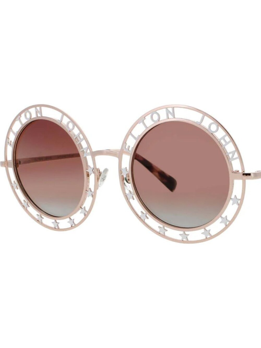 Elton John WALK OF FAME 4 Round Rose Gold Frame / Pink Lenses Sunglasses